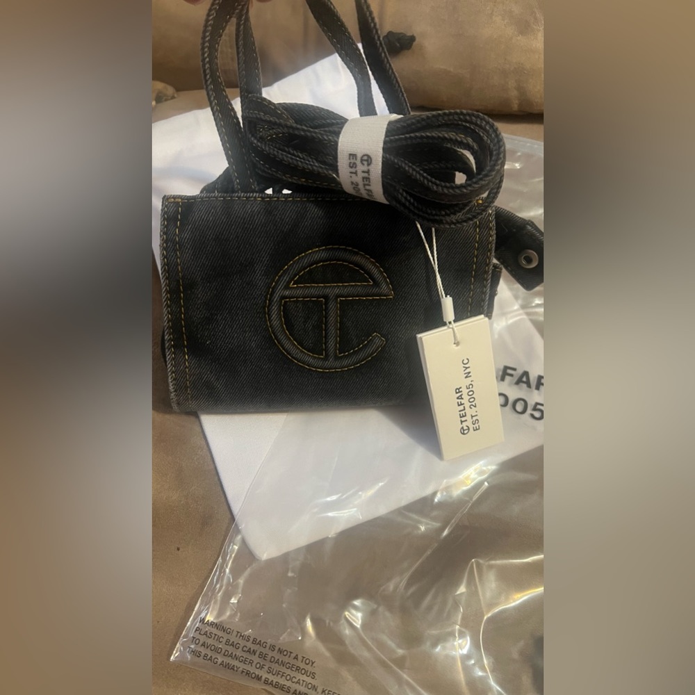 TELFAR DENIM SMALL SHOPPER BLACK NWT